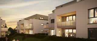 Beleuchtete Häuser im modernen Stil