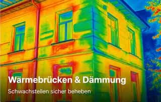 Thermografie-Kamera zeigt Wärmeverluste an der Gebäudehülle – Energieberatung zur Analyse von Wärmebrücken und Dämmung.