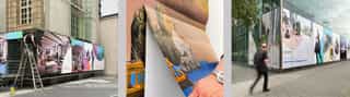 Zu sehen sind einige Kundenbeispiele der Firma reproplan XXL-Druck GmbH aus Köln.