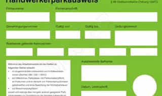 Handwerker Parkausweis.